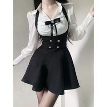 学院风套装衬衫吊带裙子短裙女秋装搭配一整套高腰辣妹外穿两件套
