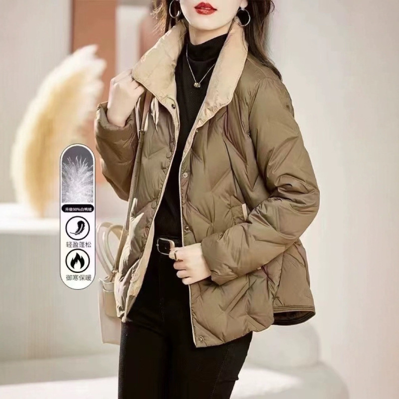 冬季短款羽绒服女2025冬装修身显瘦时尚保暖轻薄时尚白鸭绒外套|undefined