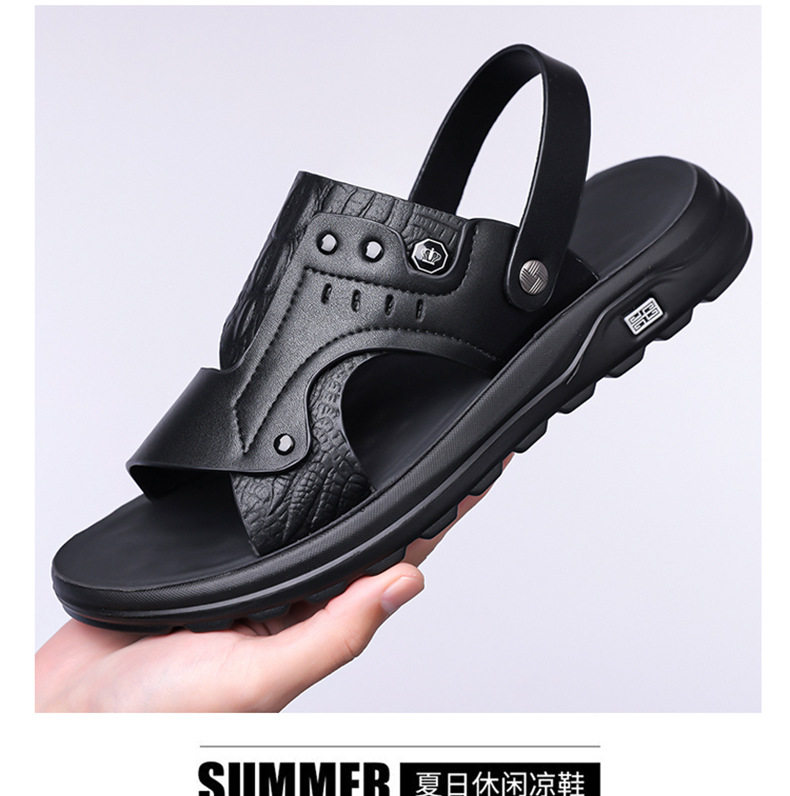 Dép sandal nam quai ngang hở ngón đế dày thời trang, dép đi biển đa năng chống trượt cỡ lớn — C6889 Màu nâu, C6889 màu đen chi tiết 20