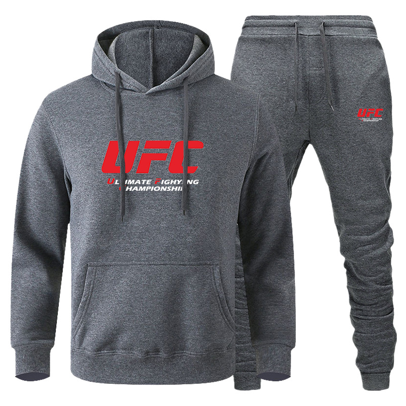 Traje de suéter de hombre transfronterizo de amazon otoño e invierno sudadera con capucha de lana roja UFC comercio exterior ocio traje deportivo