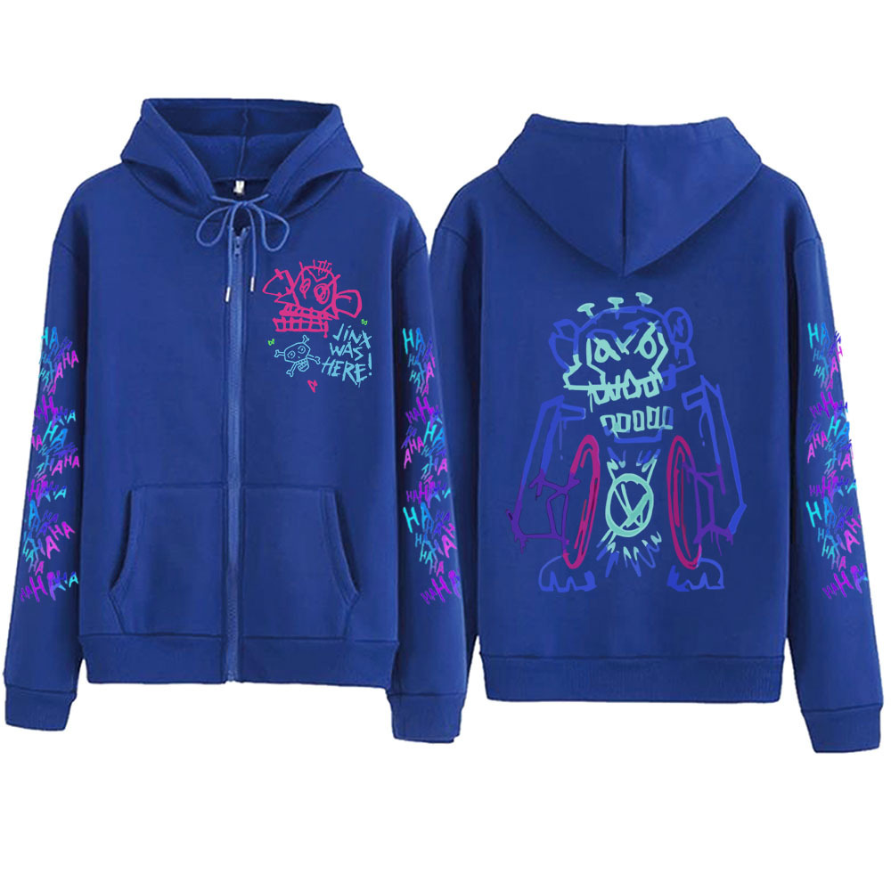 Hot Anime Arcane-Jinx Zipper Hoodie Harajuku Pullover Tops