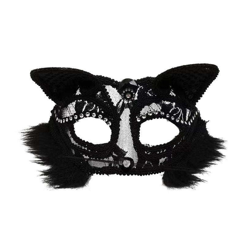 Amazon nuevo Halloween baile de máscaras adulto vestido medio cara cara zorro cara gato de encaje máscara de baile
