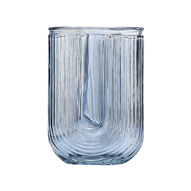 Botella de vidrio hidropónico estilo francés personalizado de alto nivel floral al por mayor en forma de U simple jarrón de vidrio ornamentos decorativos creativos