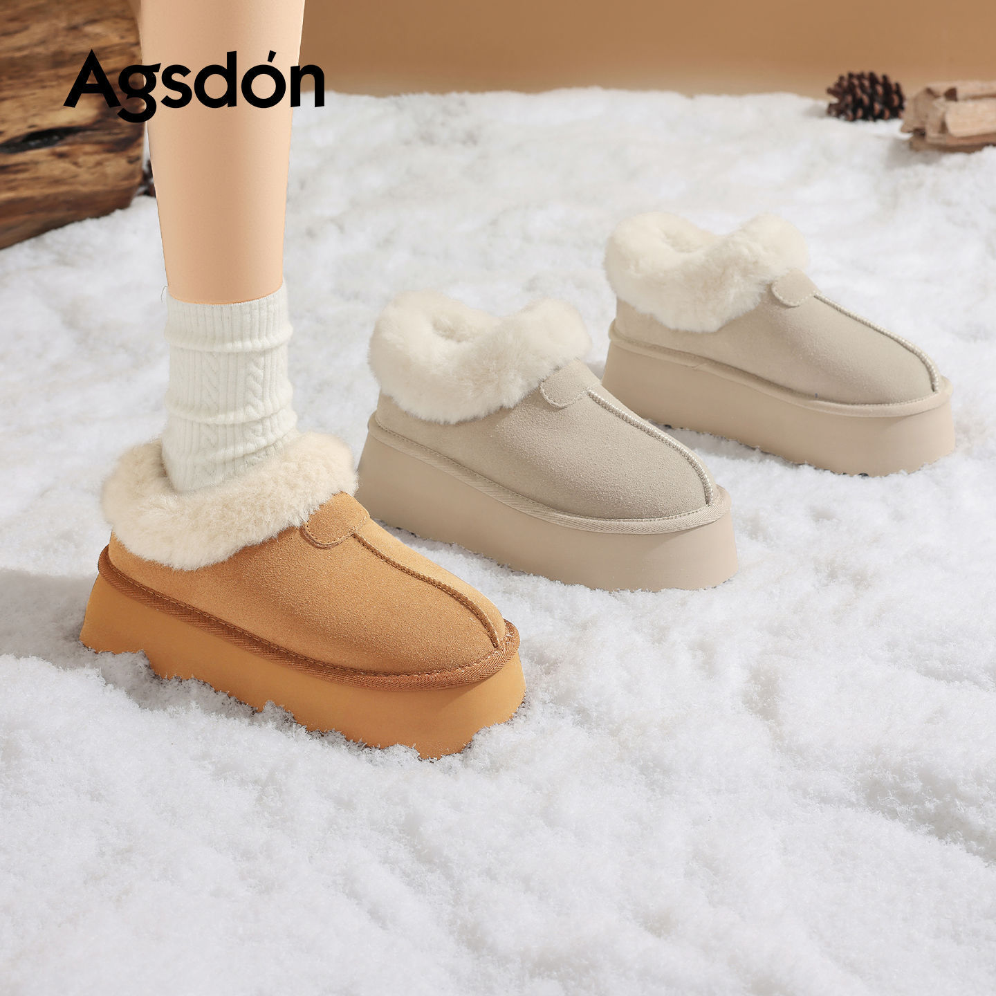 Botas de nieve de terciopelo de Deng Xiaoping 2025 nuevas botas de invierno de invierno con suela gruesa de un pie bajo botas cortas de bocan de peluche