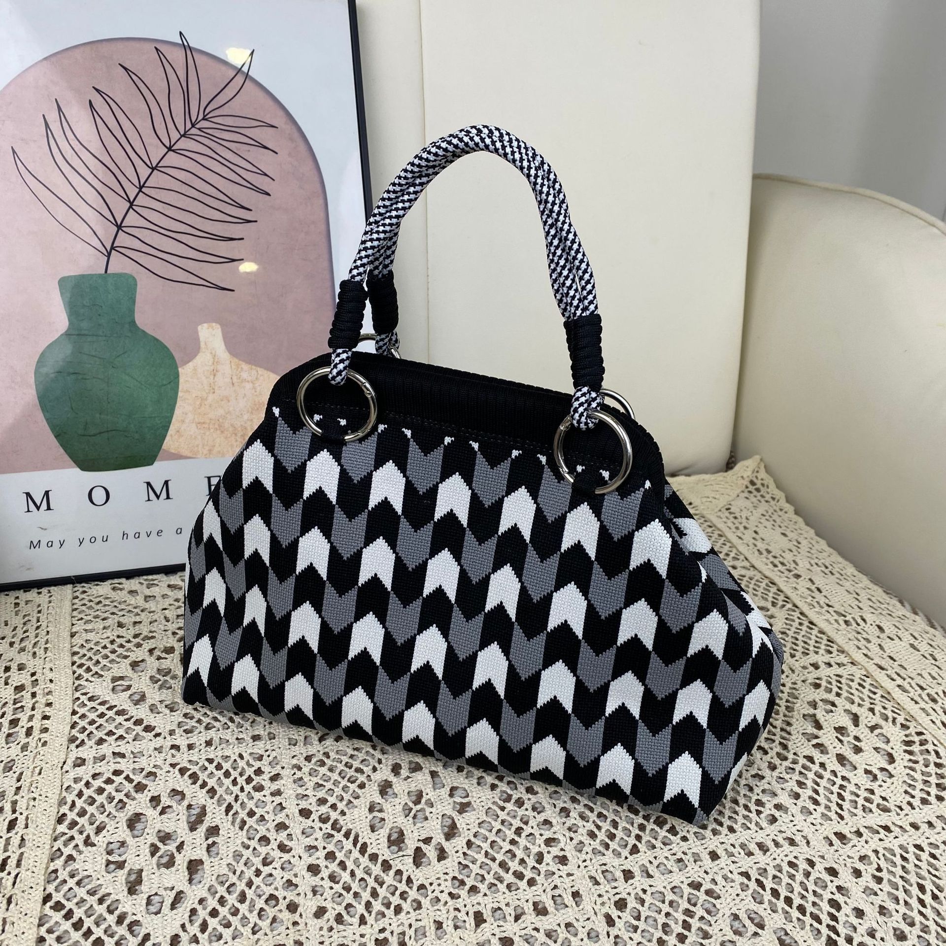 Coreano ins zhong nicho lindo bolso de teléfono móvil de punto nuevo bolso de punto bolso de cambio de mujer bolso de bolso de galleta bolso de bolso nuevo