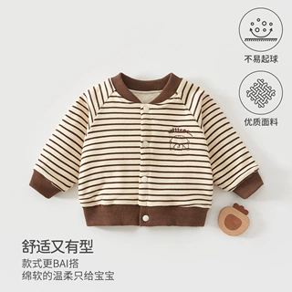 儿童服装秋冬季男女宝宝衣服加厚保暖卫衣条纹简约外出服安阳童装