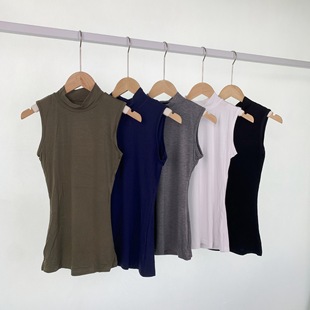 Half-Sook Sleeveless Half-High Collar Sports T-Shirt Top Women's Pilates Slim-Fit Slimming Tight Yoga Fitness 81575