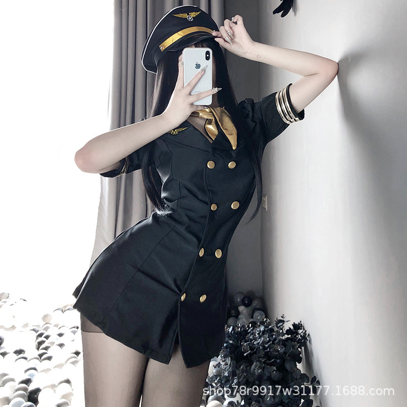 Sexy lingerie sexy policewoman conjoined stewardess uniform seduction suit cosplay
