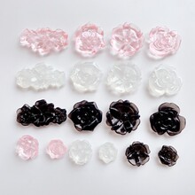 爆款山茶花果冻透明花饰品配件 diy树脂花朵鞋花手机壳配饰材料