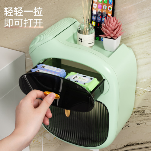 Bathroom tissue box, toilet paper, toilet paper roll box, toilet paper storage rack, paper towel holder, wall-mounted, no punching