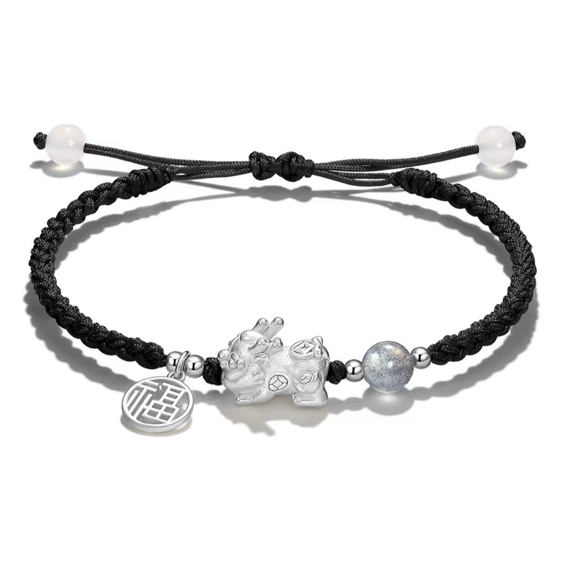 Natural Obsidian Rose Quartz Fortune Pixiu Bracelet Hand Rope Gold Swallowing Beast Valentine's Day Gift Xiaohongshu_voghion.com