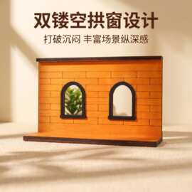 跨境亚马逊微缩场景拍摄道具双窗墙壁木架背景板日式装饰小摆件