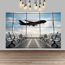 机场候机厅玻璃幕墙照片拍照横幅办公室室内装饰乙烯基摄影背景布