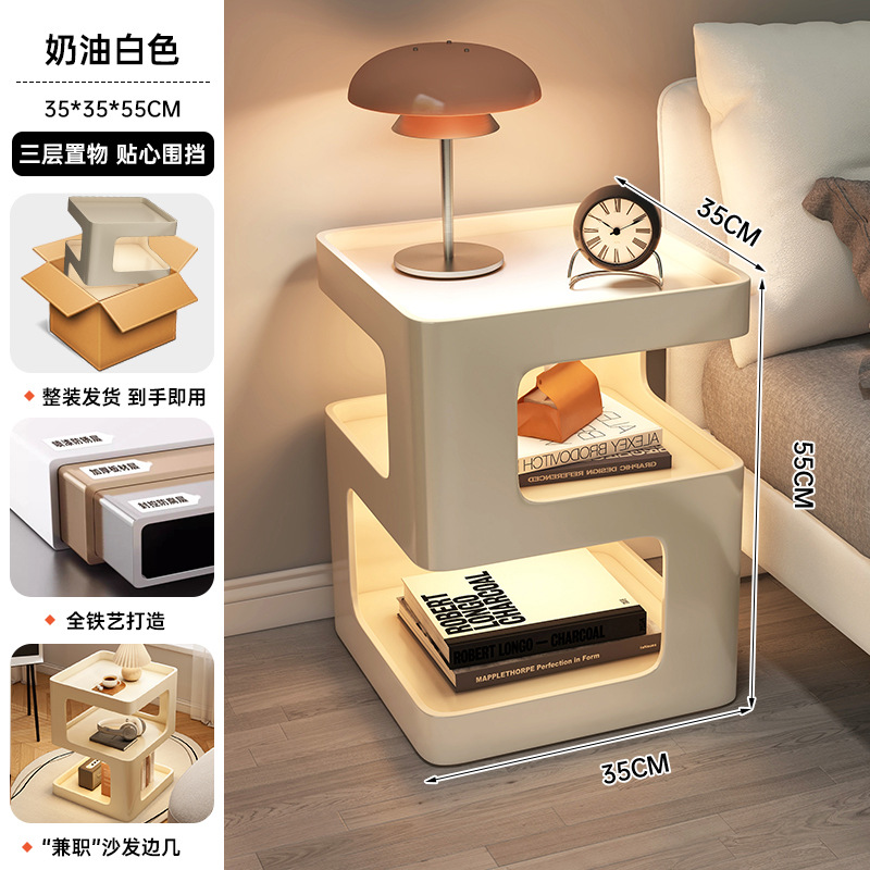 Mesa de cabezal de cama dormitorio armario de almacenamiento armario de almacenamiento estante de libros simple estante de visualización multifuncional estante de almacenamiento lateral doméstico