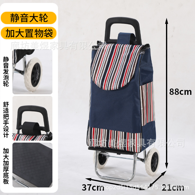 Carrito de compras plegable portátil para personas mayores para comprar verduras para el hogar pequeño carrito de varilla de tracción carro pequeño remolque