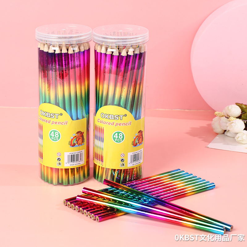 48 barril Arco Iris pluma de cuatro colores mismo núcleo Arco Iris pluma DIY graffiti creativo color lápiz Amazon Venta caliente