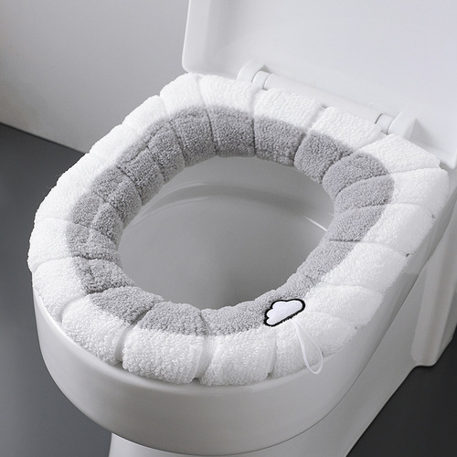 Thick Fleece O-shaped Toilet Seat Cover Nordic Universal Toilet Cover Toilet Bowl Seat Pad with Fleece Toilet Seat Cover