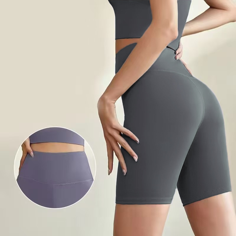 Plaid, Breathable, Quick-Drying Cycling Fitness Running Sports Tights High-Waisted Hip-Lifting Bicycle Lulu Yoga Shorts