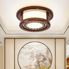 新中式实木吸顶灯主卧室单个过道走廊楼梯玄关餐桌衣帽间圆形灯具