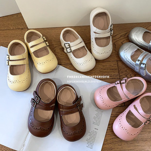 Candy Color Retro Autumn Kidsren's Shoes for Kidsren 1-3-6 Years Old Kidsren's Leather Shoes Girls Princess Shoes Shallow Mouth Baby Shoes