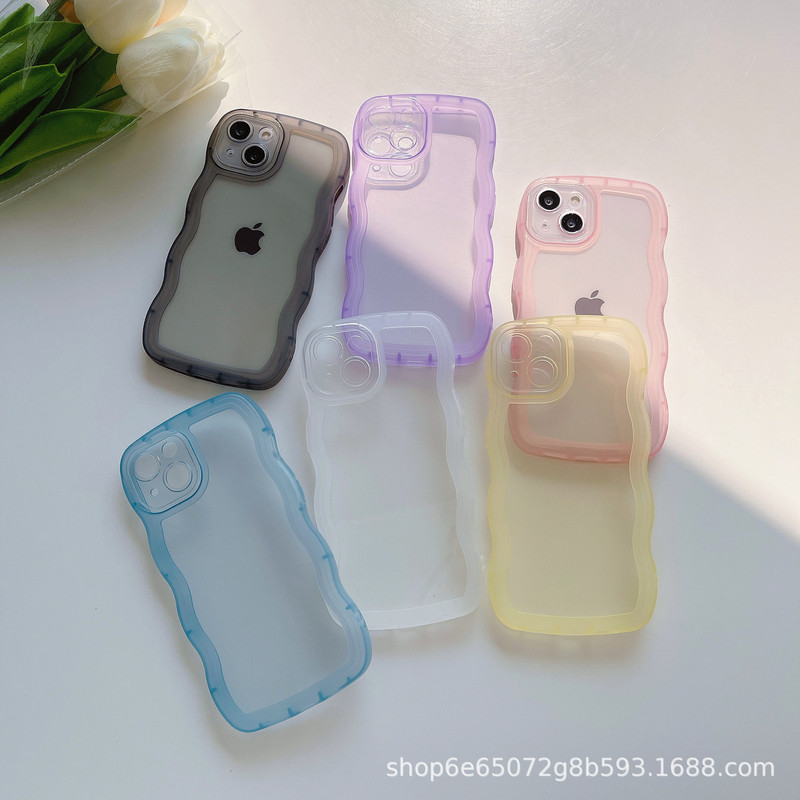For Apple 16 Mobile Phone Case iPhone15 Protective Case 14pro Simple Wave Pattern TPU Transparent XS Small Fresh For Apple 16 Mobile Phone Case iPhone15 Protective Case 14pro Simple Wave Pattern TPU Transparent XS Small Fresh