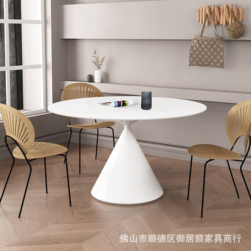 Placa de roca italiana mesa de comedor redonda simple moderna Luz de lujo pequeño apartamento integrado giratoria mesa de comedor Mesa Redonda