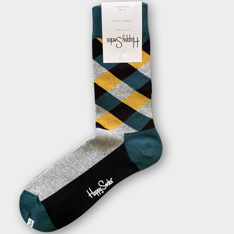 ハッピーソックス メンズソックス ミドル丈 コーマ綿 吸汗消臭 通気性 スウェーデン製 おしゃれ カラフル 薄手