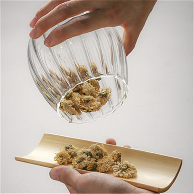 Jarra de té de vidrio tarro de almacenamiento doméstico transparente pétalos creativos tarro de té de estilo japonés té pu'er tarro de té sellado