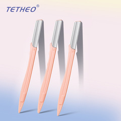 3支裝修眉刀專業帶直柄式不鏽鋼刮眉刀片眉毛刀化妝美容護膚彩妝