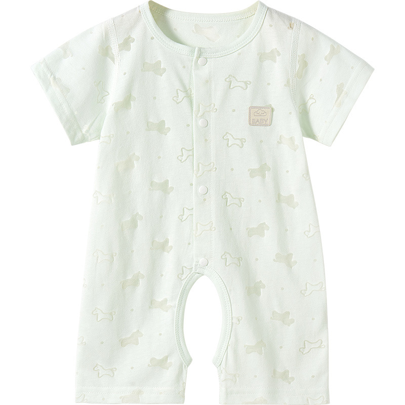 Ropa de bebé de una pieza, ropa de verano para recién nacidos, pijamas para hombres y mujeres, mampara de entrepierna abierta de manga corta delgada, ropa de verano para bebés