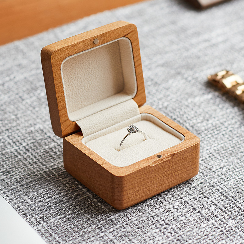 プロポーズリングボックス、結婚式のシングルリングとダブルリングの収納ボックス、絶妙でクリエイティブなレトロな木製のハイエンドダイヤモンドリングボックス|undefined