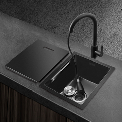 Wholesale black nano hidden stainless steel small sink single basin vegetable washing basin dishwasher island countertop bar sink basin water pool with