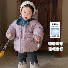 婴儿羽绒服冬装女宝90白鸭绒连帽百搭外套女童洋气保暖外出服 a类