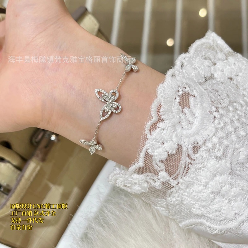 S925 Silver Phantom Three Butterfly Bracelet, One Large and Two Small Full Diamonds, High Version, Exquisite New Model, Factory Direct Sale