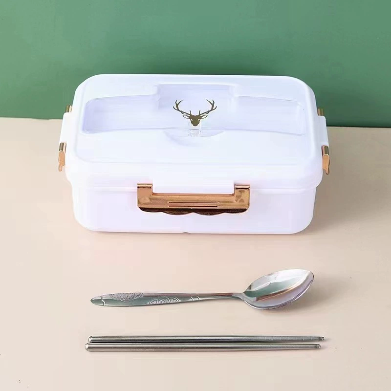 Ланчбокс для студентов Bento, 3 отделения, микроволновый ПП с прибором (ложка/вилка/палочки)