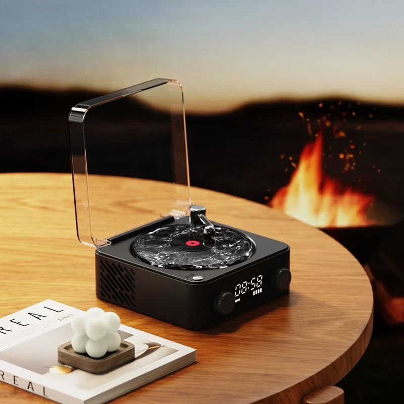 KAWOO abierto para escuchar el mar a través de la frontera, retro, ruido blanco, altavoz Bluetooth, tocadiscos de vinilo inalámbrico pequeño de alta calidad