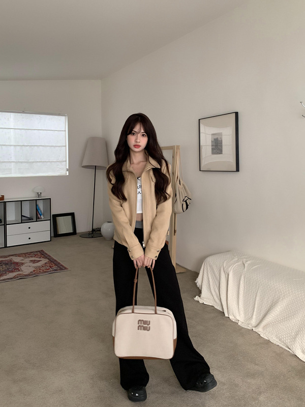 橘子树在哪儿腰头撞色休闲弹力喇叭裤女春季修身显瘦垂感拖地卫裤|undefined
