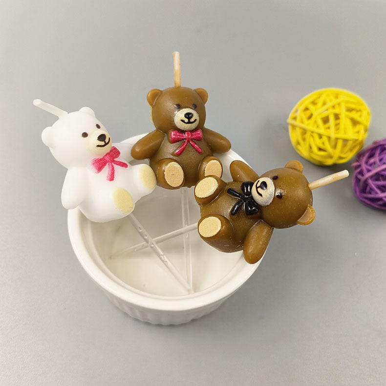 Cartoon Creative Wholesale Teddy Bear Birthday Candle Cute Cubs Children Birthday Party Cake Decorative Candle