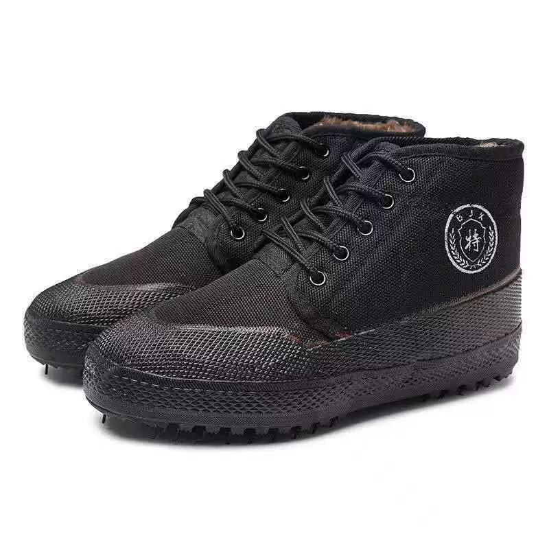 Высокие хлопковые ботинки на флисовой подкладке, рабочие ботинки для мужчин, утолщенные и теплые резиновые сапоги, защитная обувь для рабочих, износостойкие зимние сапоги.