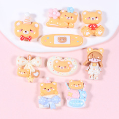 Plane cartoon bear resin decoration accessories DIY cream glue fridge magnet phone case hair clip head accessory stationery box