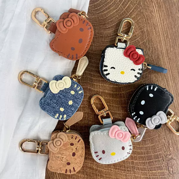Cute leather KT cat bag, cartoon bag, Hello Kitty pendant keychain, fashionable corduroy Hello Kitty ornament for girls