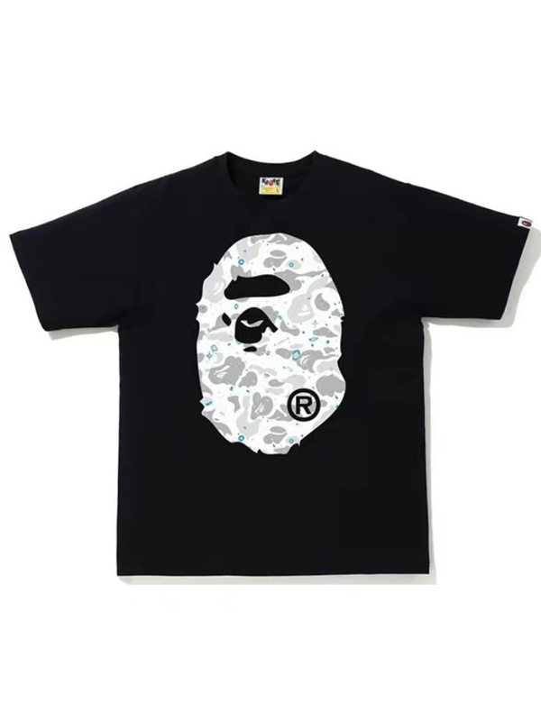 2026 New Japanese-Style Cross-Border Trendy Brand Bape Ape Head Pure Heavyweight Short-Sleeve Shark Camouflage Loose T-Shirt