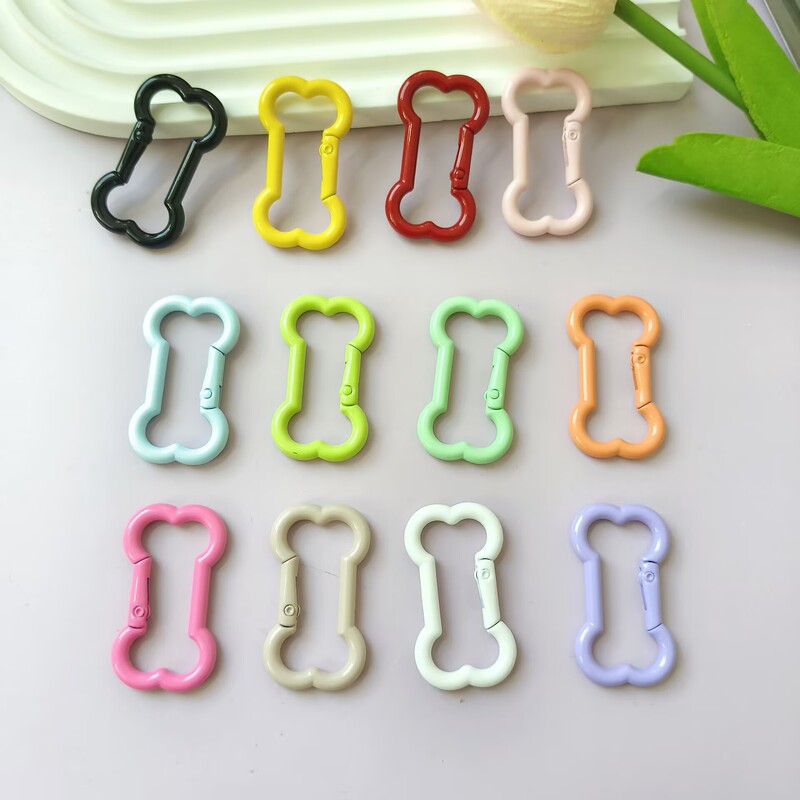 Colorful Zinc Alloy Bone Keychain Painted Spring Buckle DIY Lanyard Handmade Accessories Beaded Jewelry Bag Pendant