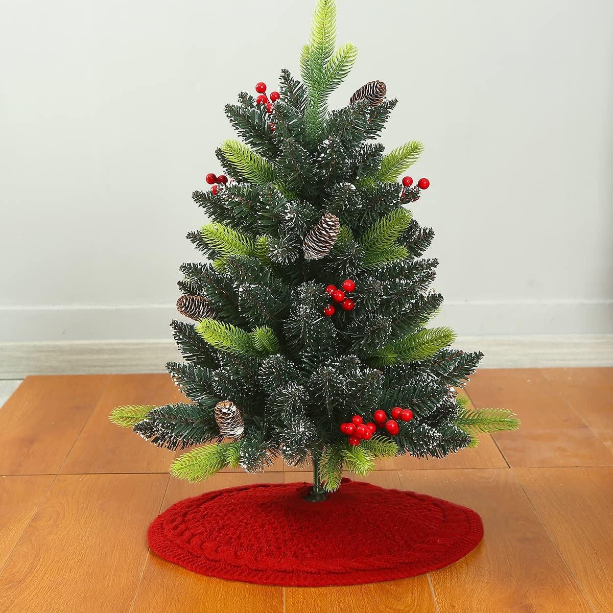 Navidad transfronteriza de 18 pulgadas falda de árbol Una variedad de árbol de Navidad de punto delantal decoración de tamaño pequeño falda de Navidad atmósfera de vacaciones