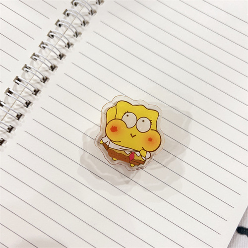 SpongeBob SquarePants Handbook Clip Double-sided Girly Heart Fish Tail Clip Transparent Acrylic Desktop Storage Cartoon Clip