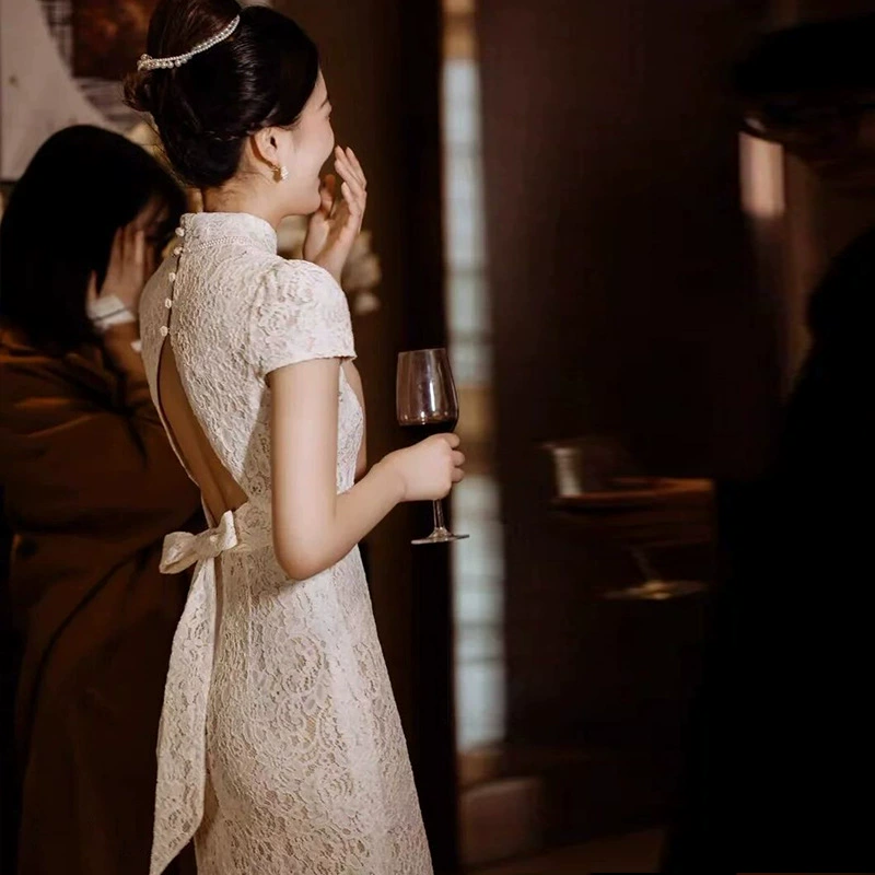 Белое свадебное платье, кружевной цинтань cheongsam?