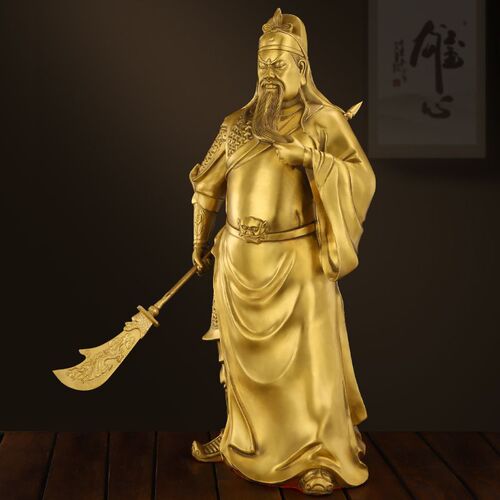 Brass Guan Gong ornaments Wu Caishen home crafts Brass Guan Gong enshrines the God of Wealth Bronze statue manufacturer wholesale