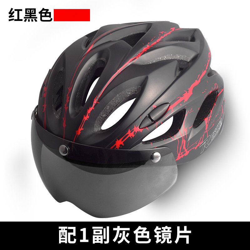 Casco de bicicleta con gafas integradas moldeo casco de equitación hombres y mujeres casco de bicicleta de montaña equipo de conducción