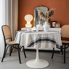 Emancie Colorful Woven Navy Cotton Linen Striped Tablecloth American Dining Tablecloth Coffee Tablecloth Round Tablecloth Wholesale