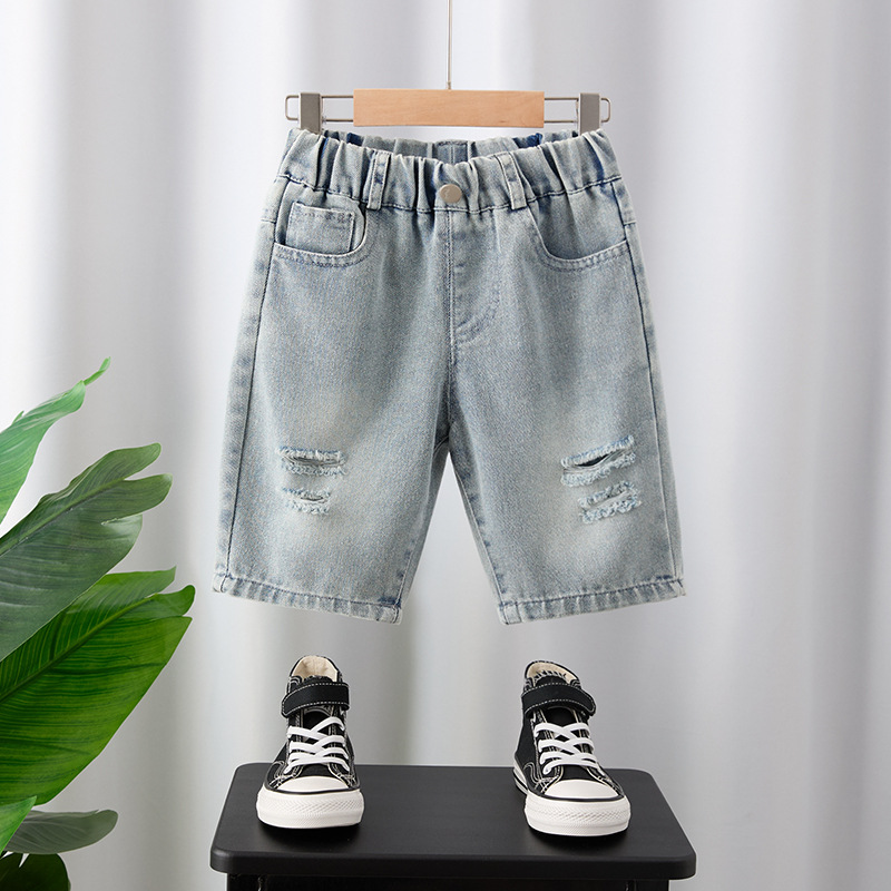 Children's Denim Shorts Boys' Pants Summer Thin Baby Summer Outerwear Mid-Length Pants Toddler Casual Summer Outfit Boys Trendy